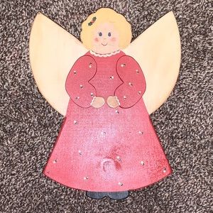 Wooden Hand Painted Christmas Angel Decoration